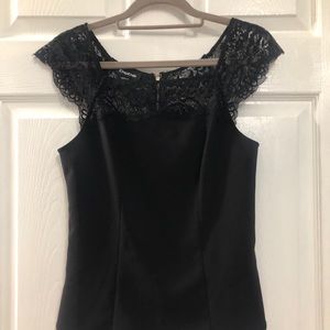 Bebe Black Lace Shoulder Top, Size 6